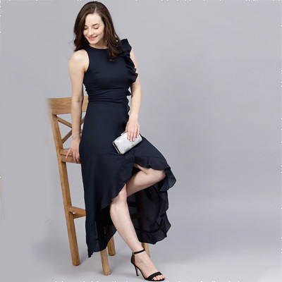 Black Ruffled Maxi Dress